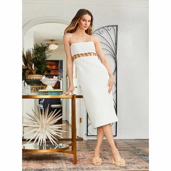 ANTONIO MELANI Dresses & Skirts - Antonio Melani Crinkle Gauze Cut Out Beaded Square Neckline Sleeveless Dress – 0